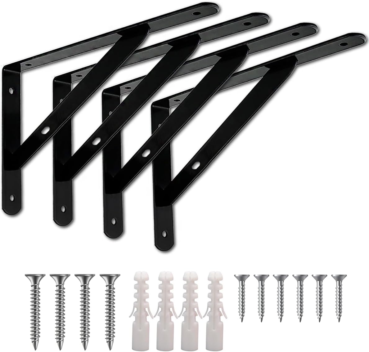Soporte de estante resistente de 12 pulgadas, soporte de estante, soportes de metal para estantes, estantes flotantes de 90 grados (paquete de 4)