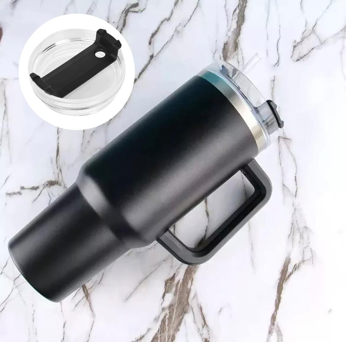 Paquete de 2 tapas para vaso de 40 onzas compatibles con Stanley Quencher, a prueba de derrames, de acero inoxidable, resistentes a salpicaduras,
