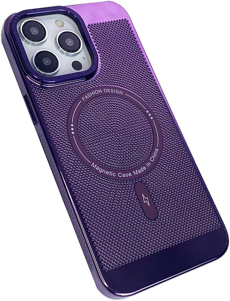 Funda magnética de disipación de calor para iPhone 14 Pro Max compatible con Magsafe delgada y dura carga inalámbrica galvanizada (para iPhone 14