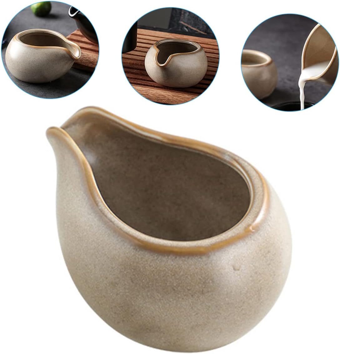 ABOOFAN Jarra de leche de cerámica, jarra para el hogar, tazas de café expreso, mini hervidor de agua, salsa, barco, crema, dispensador de leche,
