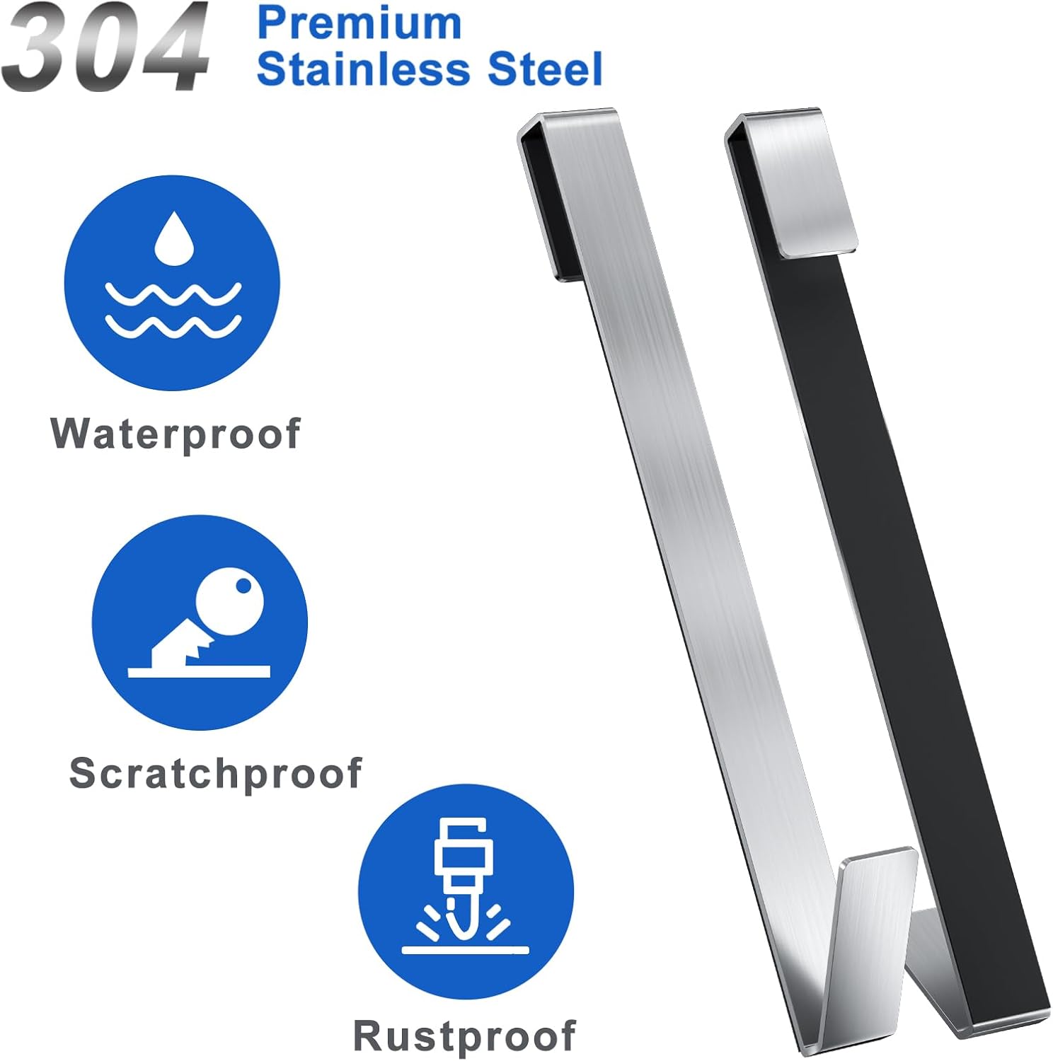 Ganchos para puerta de ducha de 12 pulgadas, ganchos de ducha para toallas, ganchos de ducha extendidos resistentes sin perforaciones, para puerta