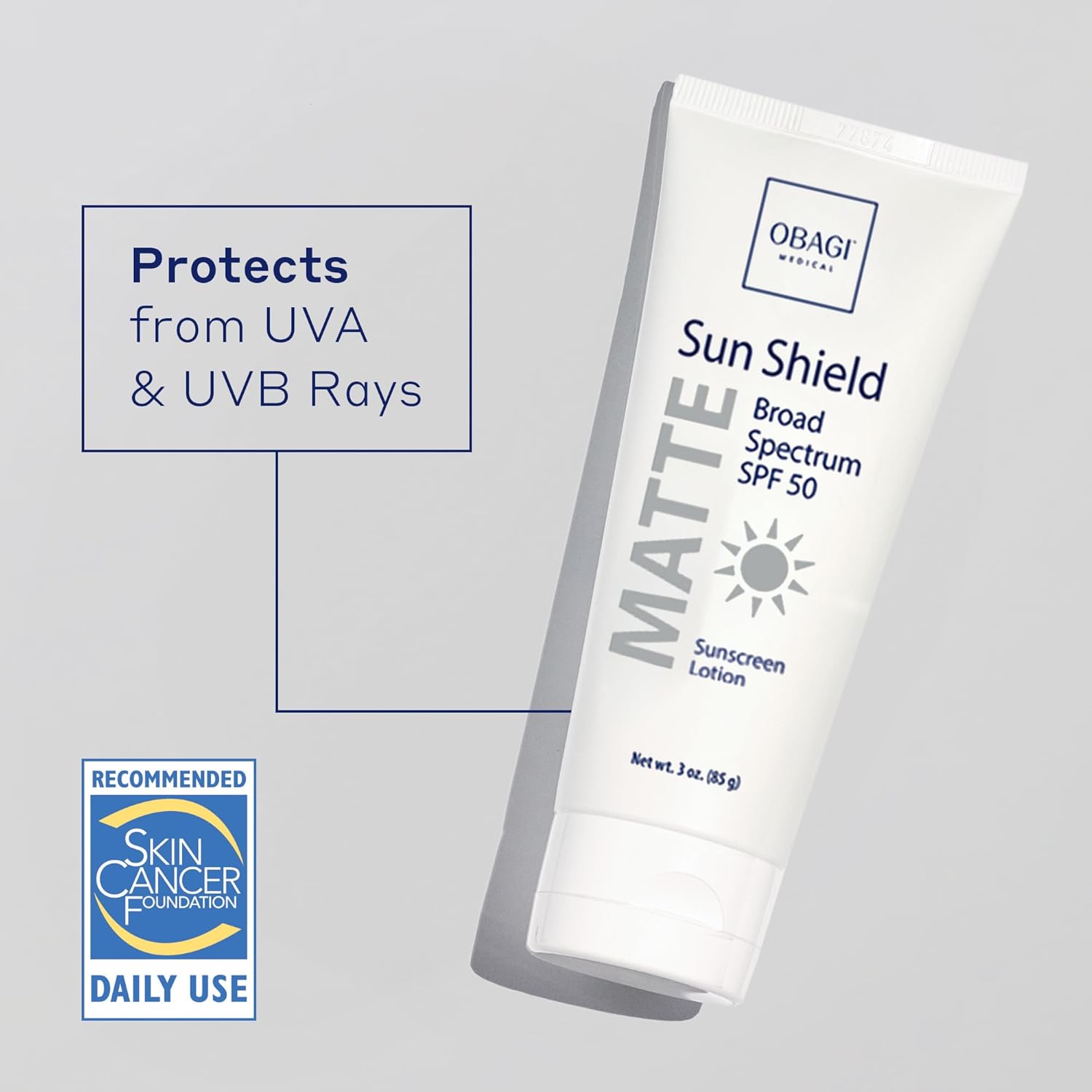 Obagi – Protector solar mate de amplio espectro SPF 50, combina absorción UVB y protección UVA, 3 onzas