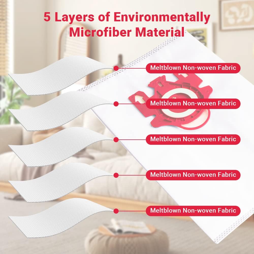 Hongfa Repuesto para bolsas de vacío Miele Compact C1 tipo FJM, 15 paquetes AirClean 3D Efficiency Bolsa de polvo compatible con aspiradora Miele