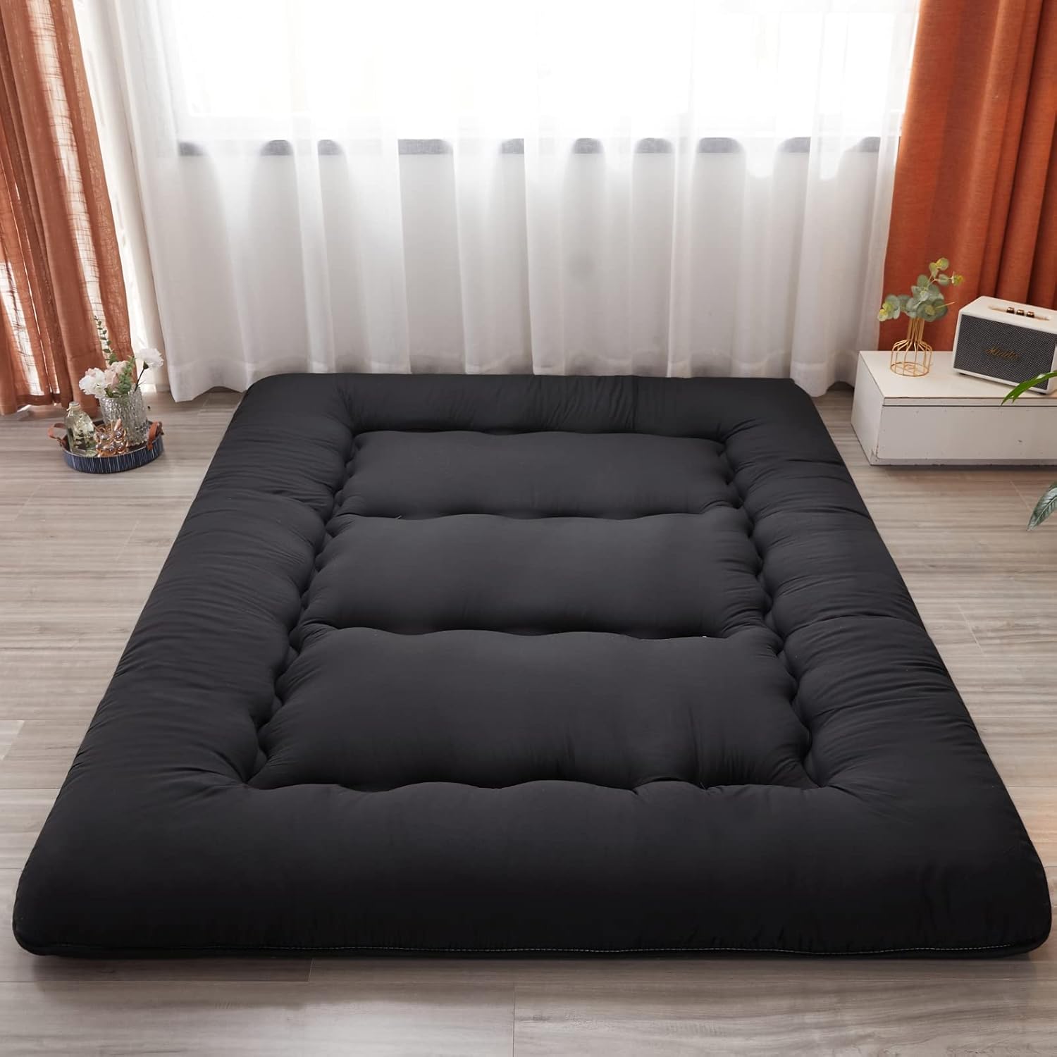 Colchón japonés de suelo futón, tapete grueso de tatami para dormir, colchón plegable enrollable para niños y niñas, protector de colchón para