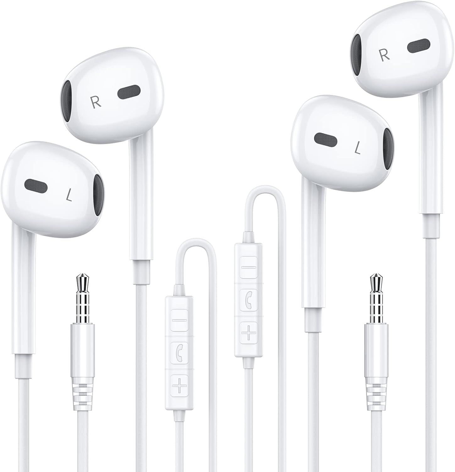 MOSWAG Auriculares intrauditivos, auriculares de medio oído con micrófono integrado control de volumen adecuado para IPad, Android, MP3, Samsung, la