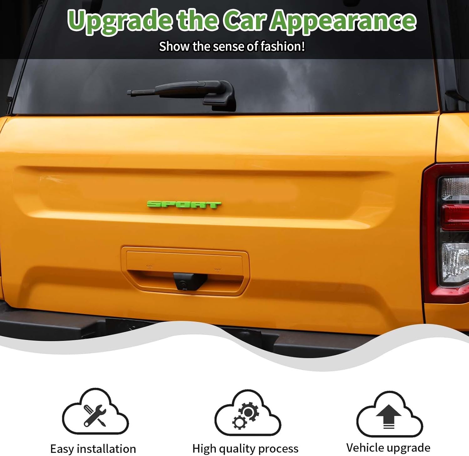 Insertos de letras para portón trasero para Ford Bronco Sport Emblemas 2021 2022+ calcomanías para portón trasero, accesorios de repuesto, borde