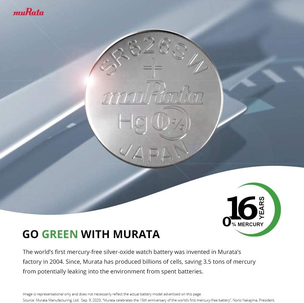 Murata 397 SR726SW Batería 1.55V Celda de botón de reloj de óxido de plata – Sustituye a Sony 397 (2 baterías)