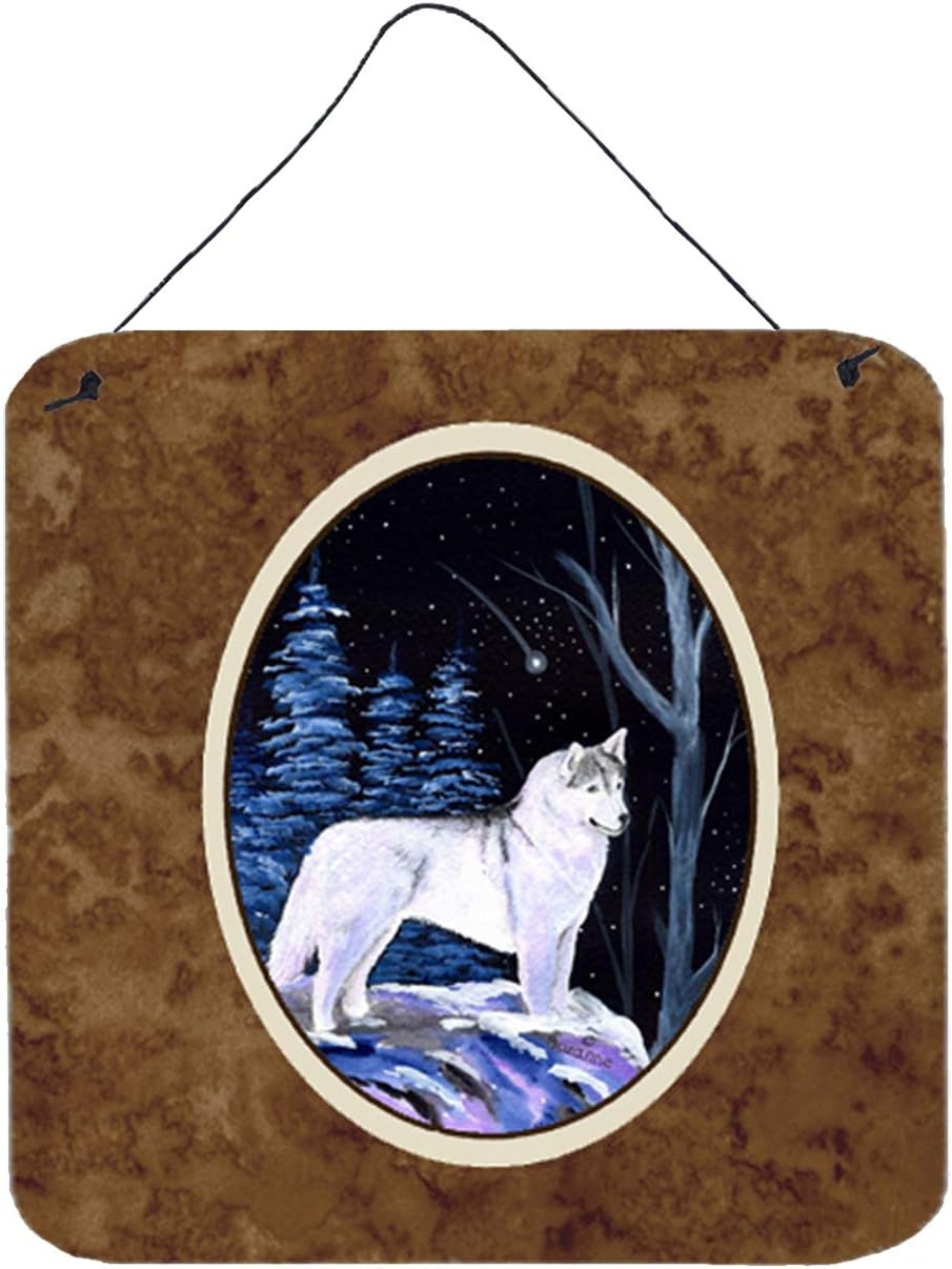 Caroline’s Treasures SS8400DS66 Starry Night Siberian Husky – Impresiones para colgar en pared o puerta, 6 x 6, multicolor