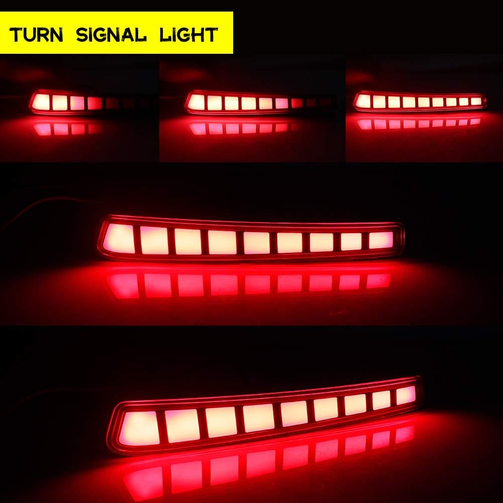 GTINTHEBOX Lente ahumada estilo rejilla LED parachoques trasero reflector luz freno secuencial señal de giro lámpara trasera compatible con Toyota