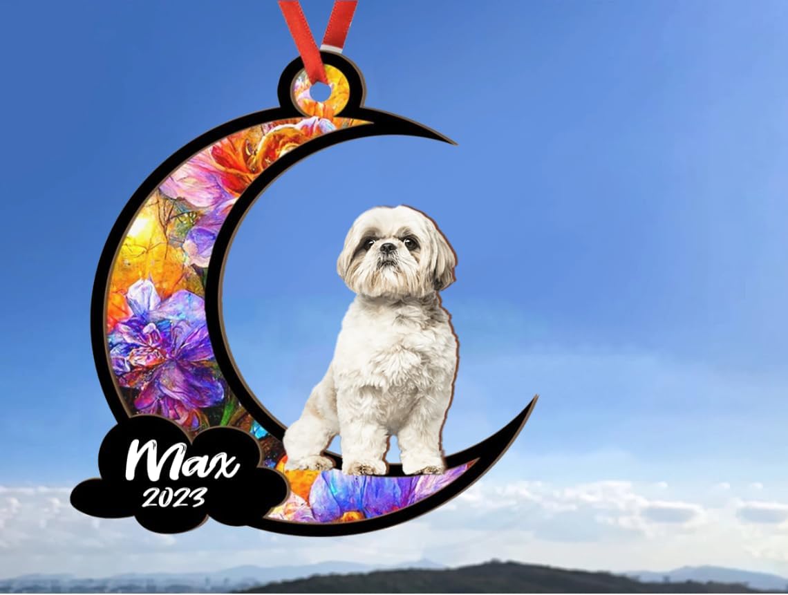Adorno de Navidad personalizado Shih Tzu, atrapasoles – Nombre personalizado de Shih Tzu2, adorno 3D personalizado de razas de perros, atrapasueños