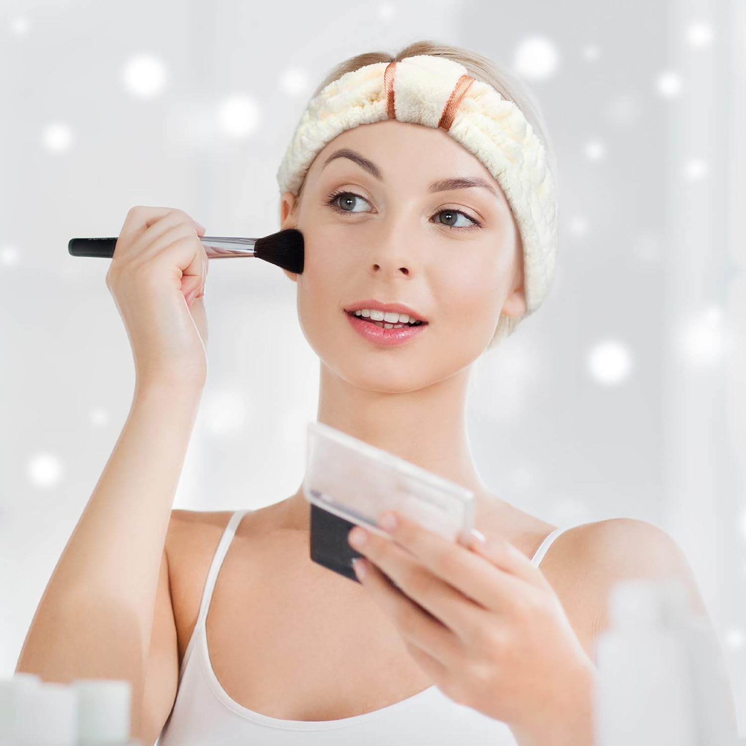 WILLBOND Paquete de 4 diademas de microfibra para spa, diademas faciales de maquillaje, diademas elásticas de tela de rizo para mujeres y niñas,
