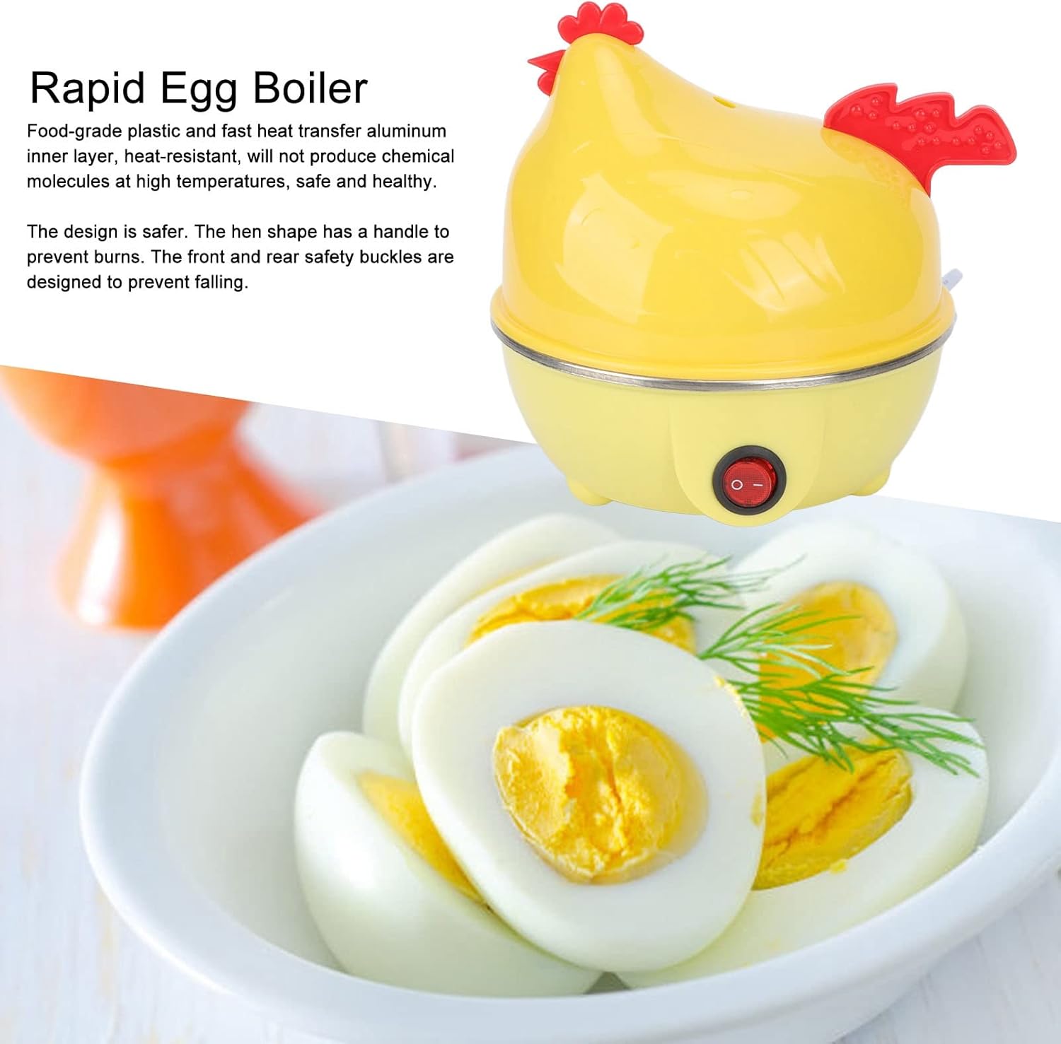 Cocina eléctrica de huevos, olla de huevos hervidos multifuncional, caldera rápida de huevos en forma de pollo, mini máquina de desayuno de apagado