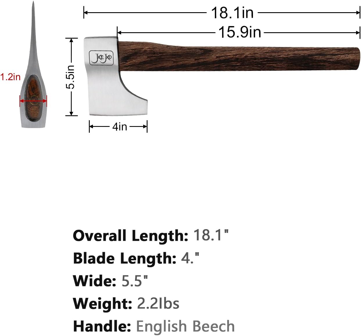 The Woopecker – Paquete de 3 hachas profesionales para competencias de lanzamiento de hachas, mango de 18.1 pulgadas, cabeza de 1.58 libras
