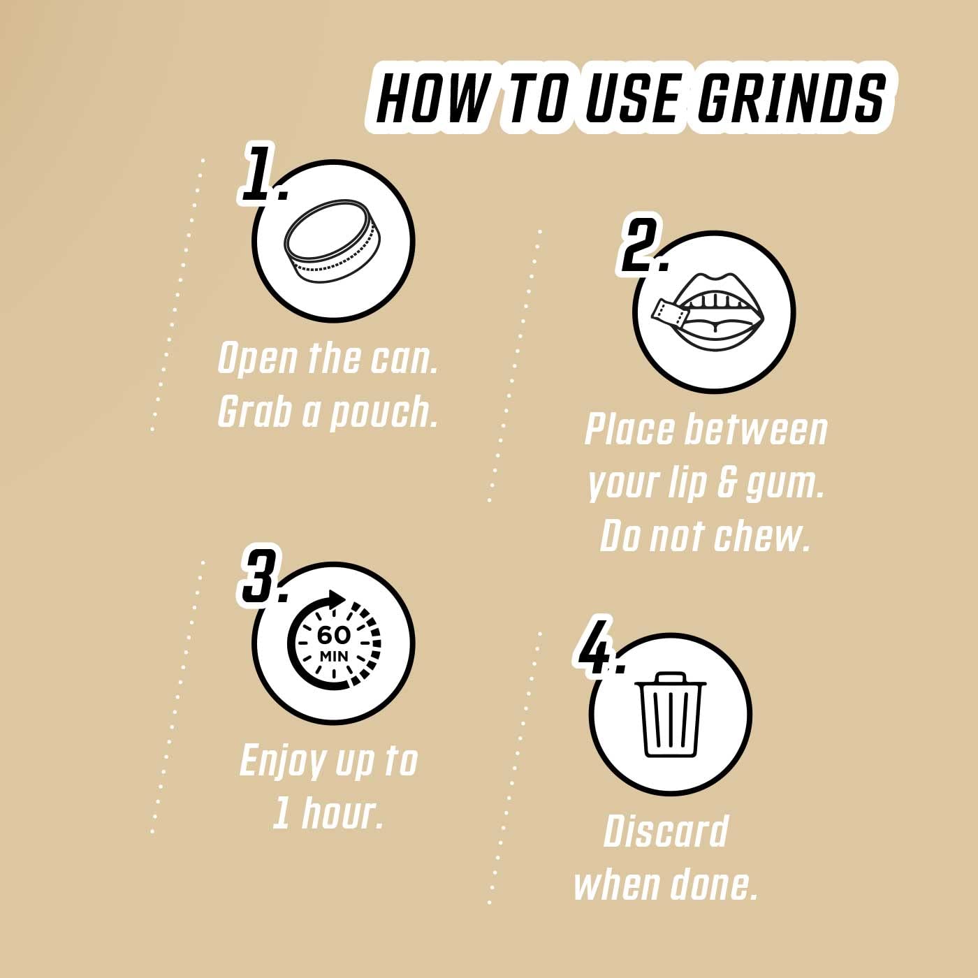 Bolsas de café Grinds  3 latas de vainilla  Sin tabaco, sin nicotina alternativa saludable  18 bolsas por lata