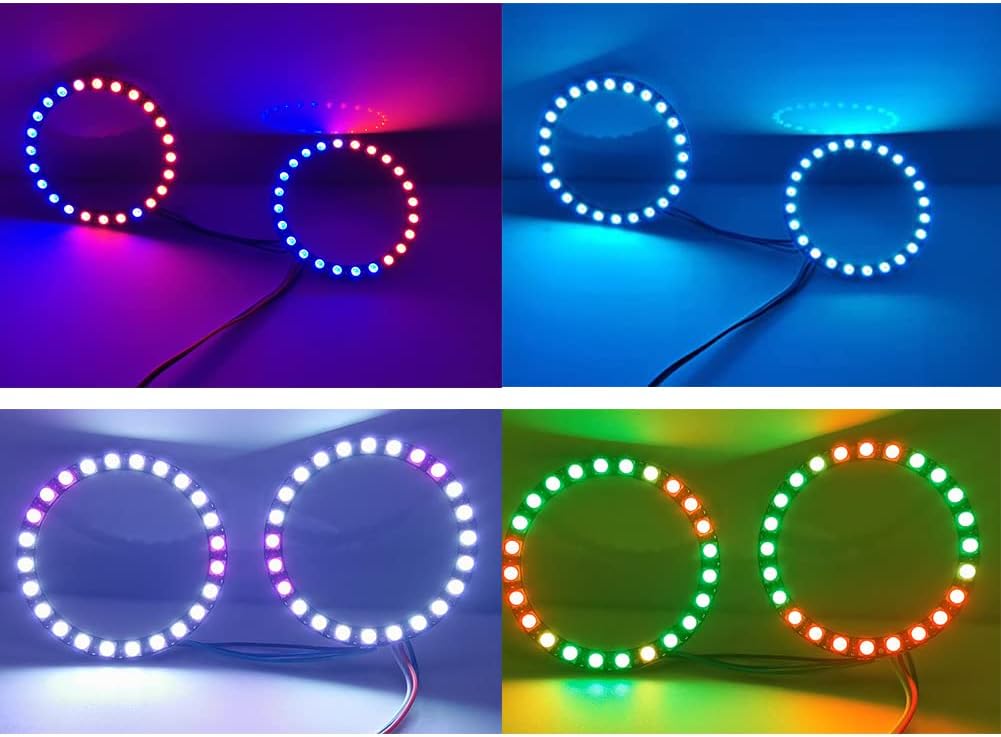 24 bits WS2812 RGB LED anillo 24 X 5050 WS2812B LED con controlador integrado direccionable individual programable para Arduino Raspberry Pi ESP32