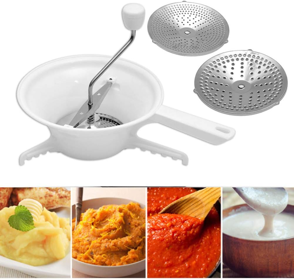 ZLXHDL Manivela de molino de alimentos, molino de alimentos rotativo de discos,Molinillo de alimentos para salsa de tomate con 3 molienda para salsa