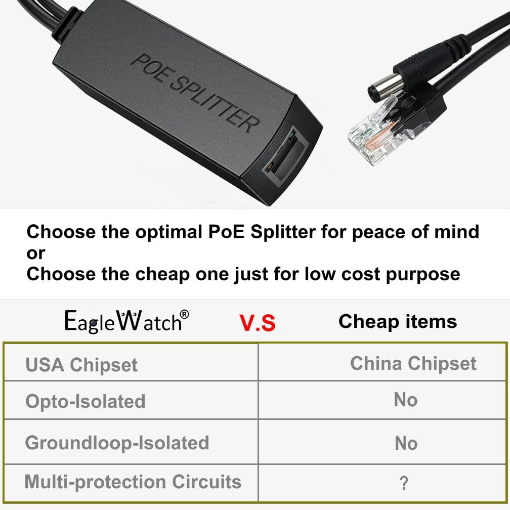 Paquete de 2 divisores PoE, adaptador PoE activo a 12V, PoE a 0.083 in DC, con compatible con IEEE 802.3afat (actualizado con chipset de EE.
