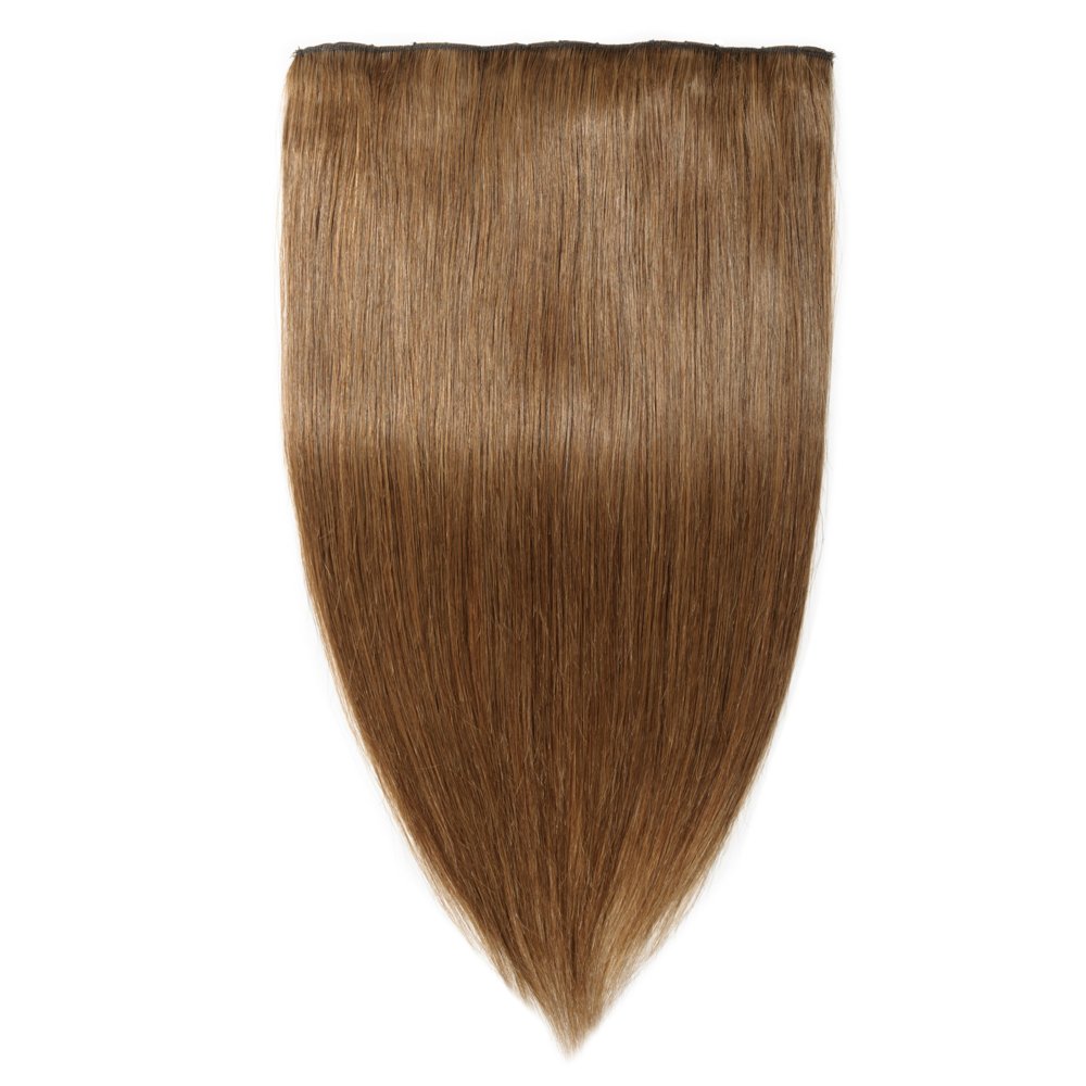 Extensiones de cabello con clip, cabello humano Remy, extensiones de cabello largo lacio de una pieza con 5 clips, con gancho para colgar