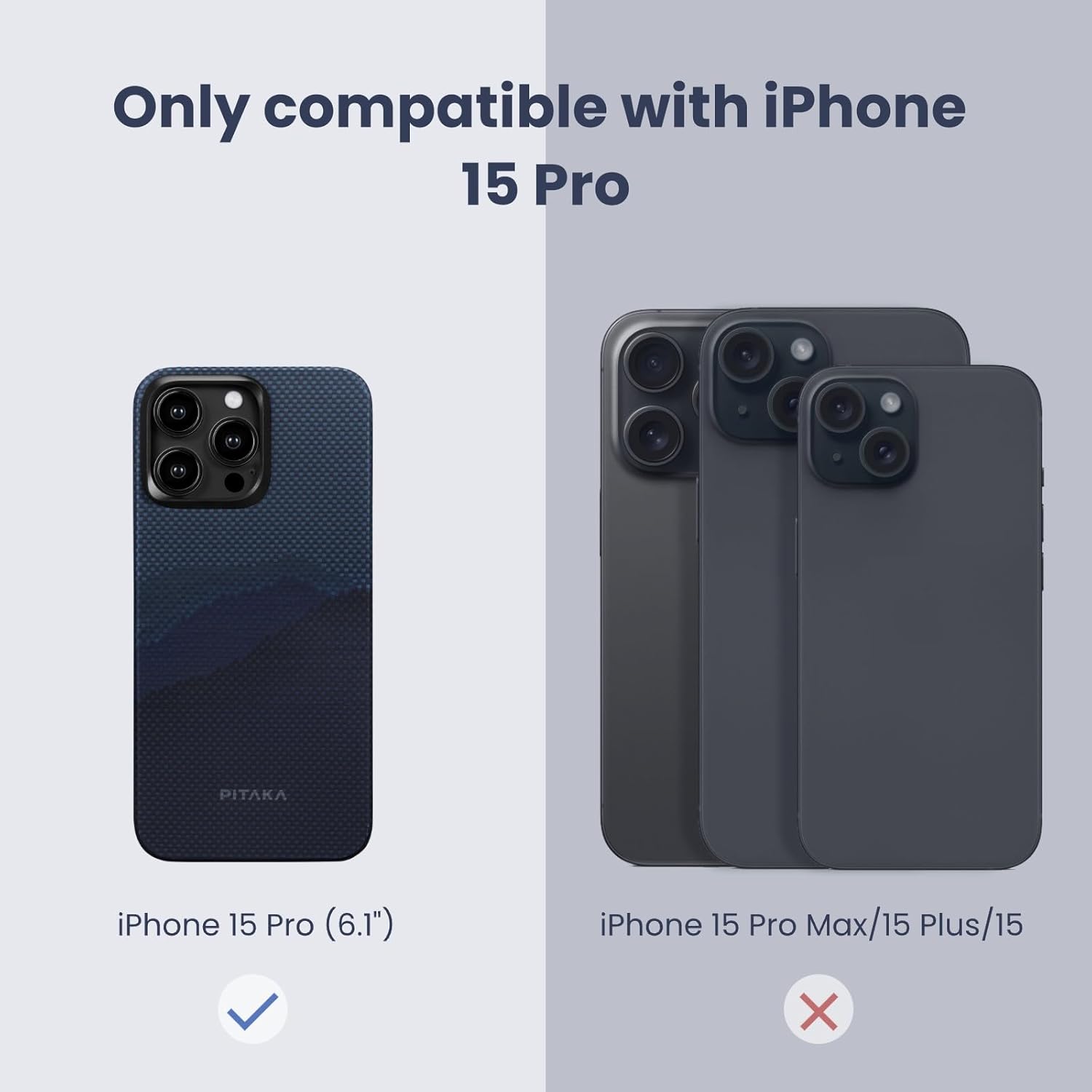 pitaka Funda para iPhone 15 Pro compatible con MagSafe, funda delgada y ligera para iPhone 15 Pro de 6.1 pulgadas con una sensación táctil sin