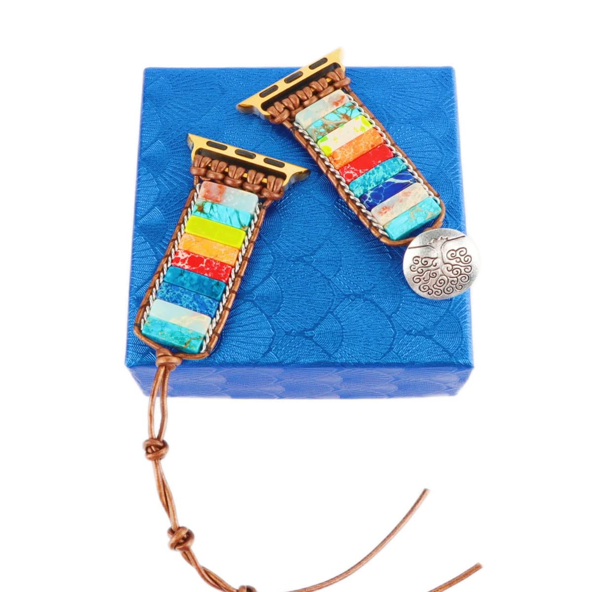 EKOBLA Handmade iWatch Bands Compatible with Apple Watch Bands 424445mm, Healing Stones Beaded Bracelet Watch Strap for iwatch Series 7654321SE,