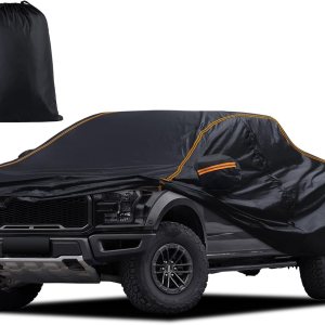 FHN Funda impermeable para automóvil con cremallera de puerta para Ford F150 Chevy Silverado, todo tipo de clima, cubierta exterior completa para FHN Funda impermeable para automóvil con cremallera de puerta para Ford F150 Chevy Silverado, todo tipo de clima, cubierta exterior completa para