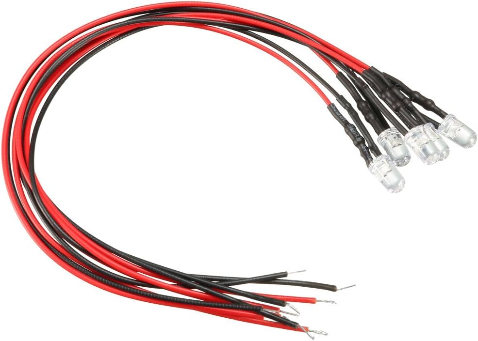 uxcell 5pcs 0.197 in pre cableado LED, cambio lento DC9-12V lente transparente, diodos emisores de luz, luz colorida de cambio lento