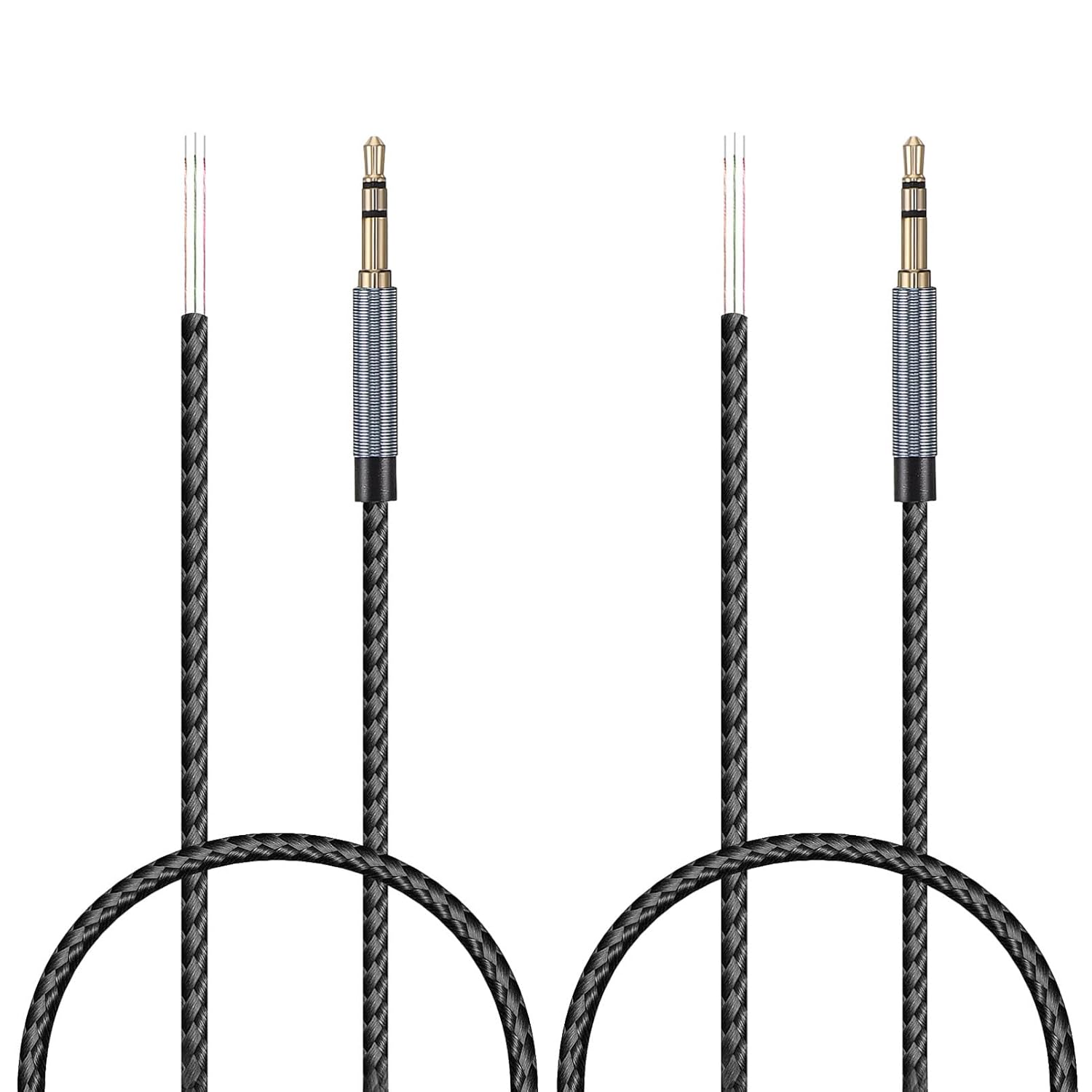 UKCOCO 2 piezas de 1 pie de repuesto de 0.138 in macho a cable desnudo extremo abierto, TRS 3 polos estéreo 18 conector Jack Cable de audio para