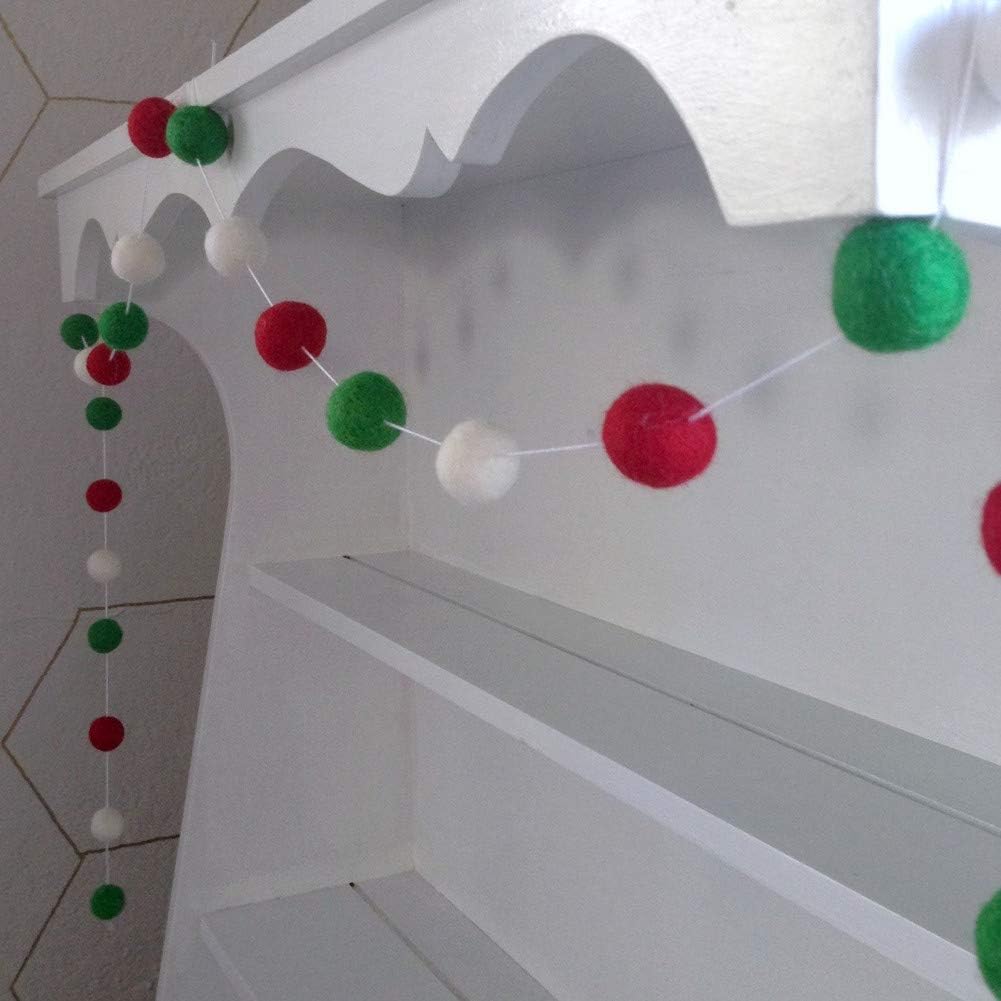 Bolas de fieltro de Navidad, color rojo, verde, blanco, 80 unidades, 0.8 in, para bricolaje, pompón, guirnalda de bolas de lana