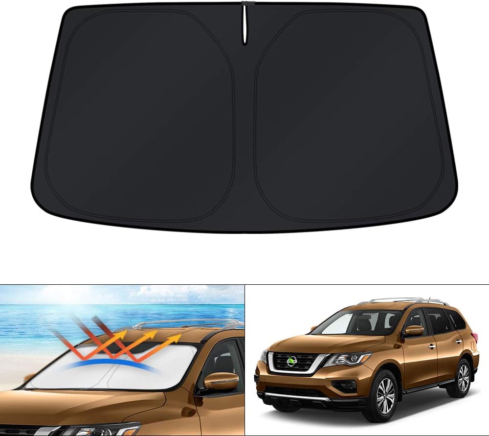 KUST Parasol para parabrisas para Nissan Pathfinder 2013-2020, protector plegable que bloquea los rayos UV y mantiene tu automóvil más fresco