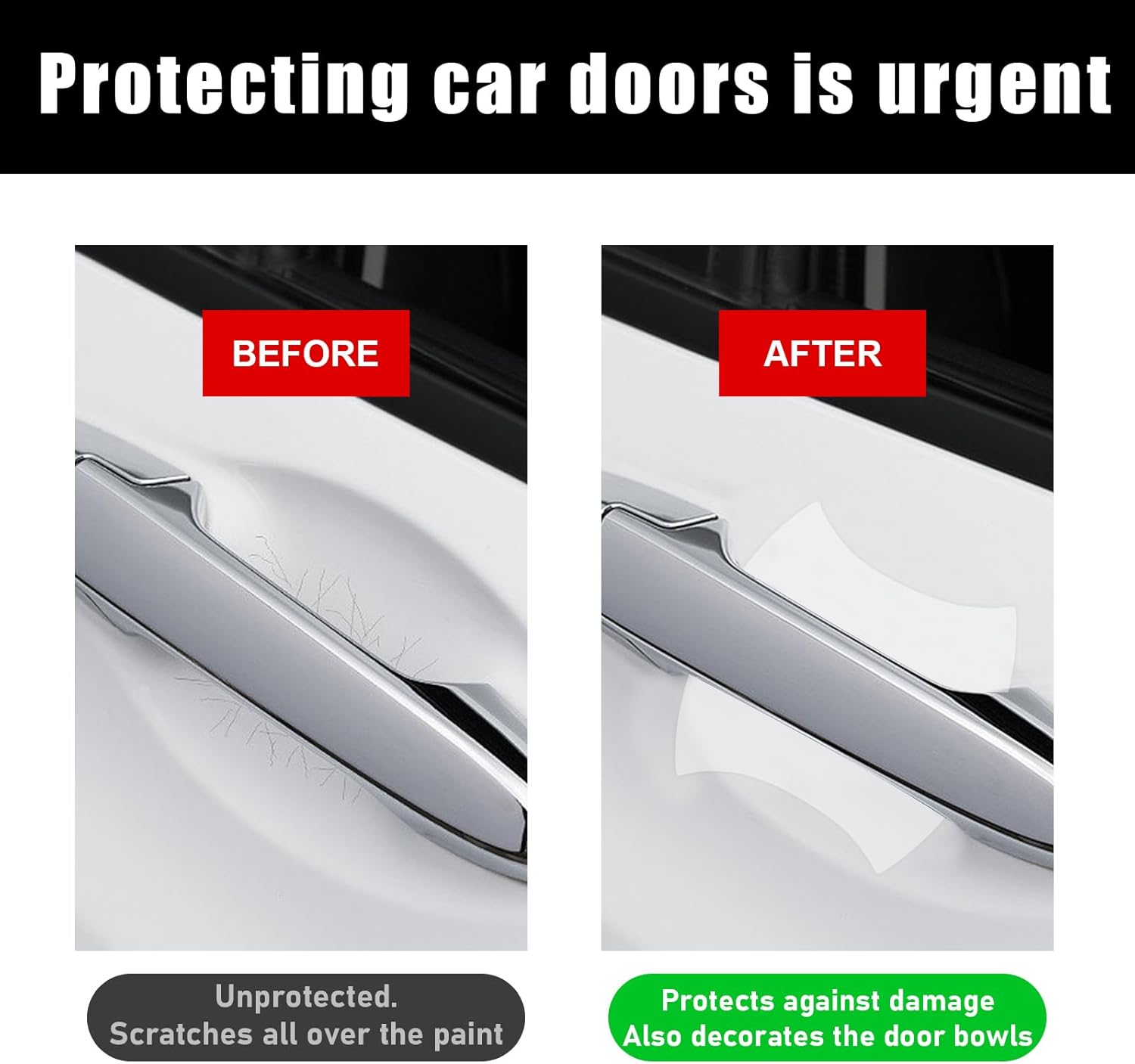 4 protectores contra arañazos para manijas de puerta de automóvil, textura de fibra de carbono, protector de pintura para manija lateral de puerta,