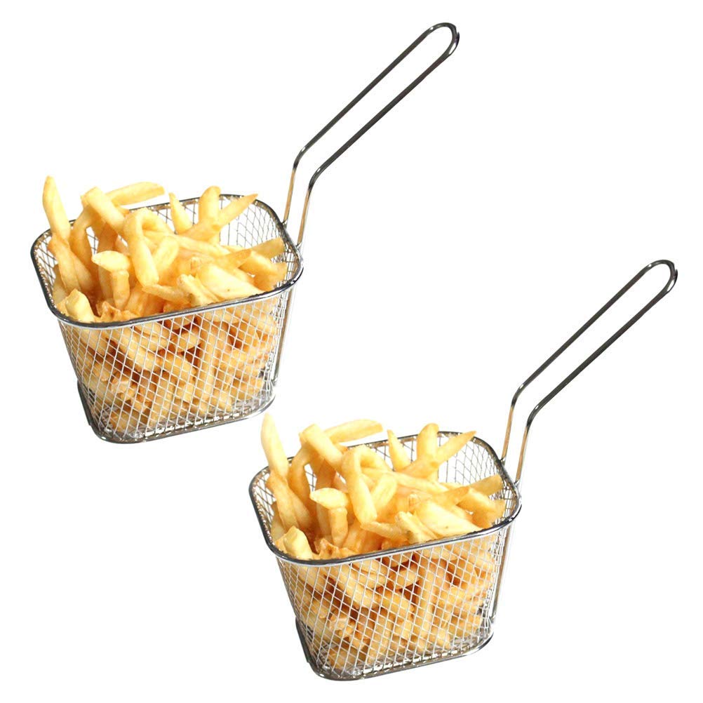 4 mini cestas cuadradas para papas fritas de 3.7 x 1.65 x 2 pulgadas, mesa Odowalker para servir papas fritas, cestas de papas fritas, escritorio,