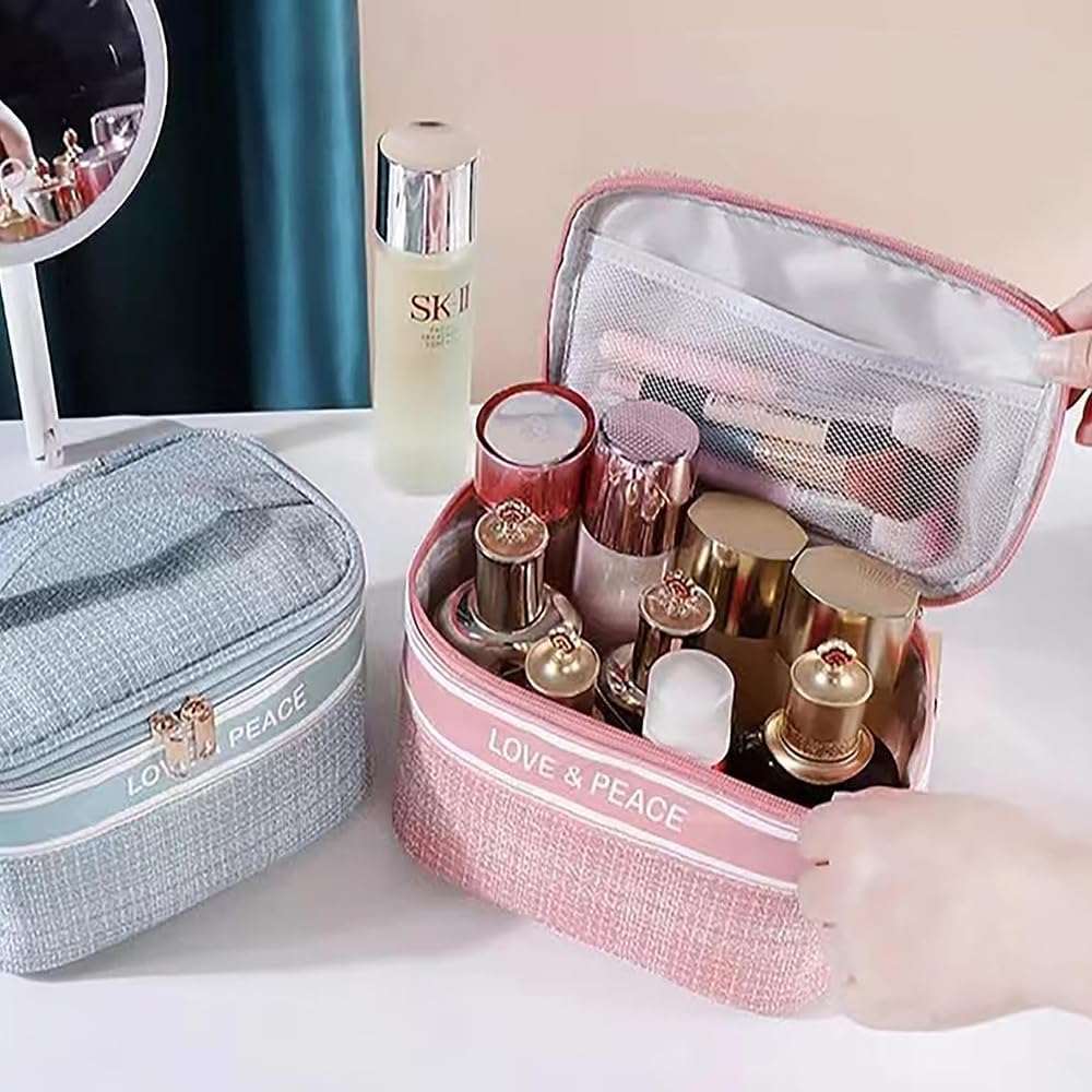 QIOCKTO Estuche de maquillaje, estuche portátil portátil para cosméticos, maletín de fragancia pequeña de moda, bolsa de cosméticos, tela de