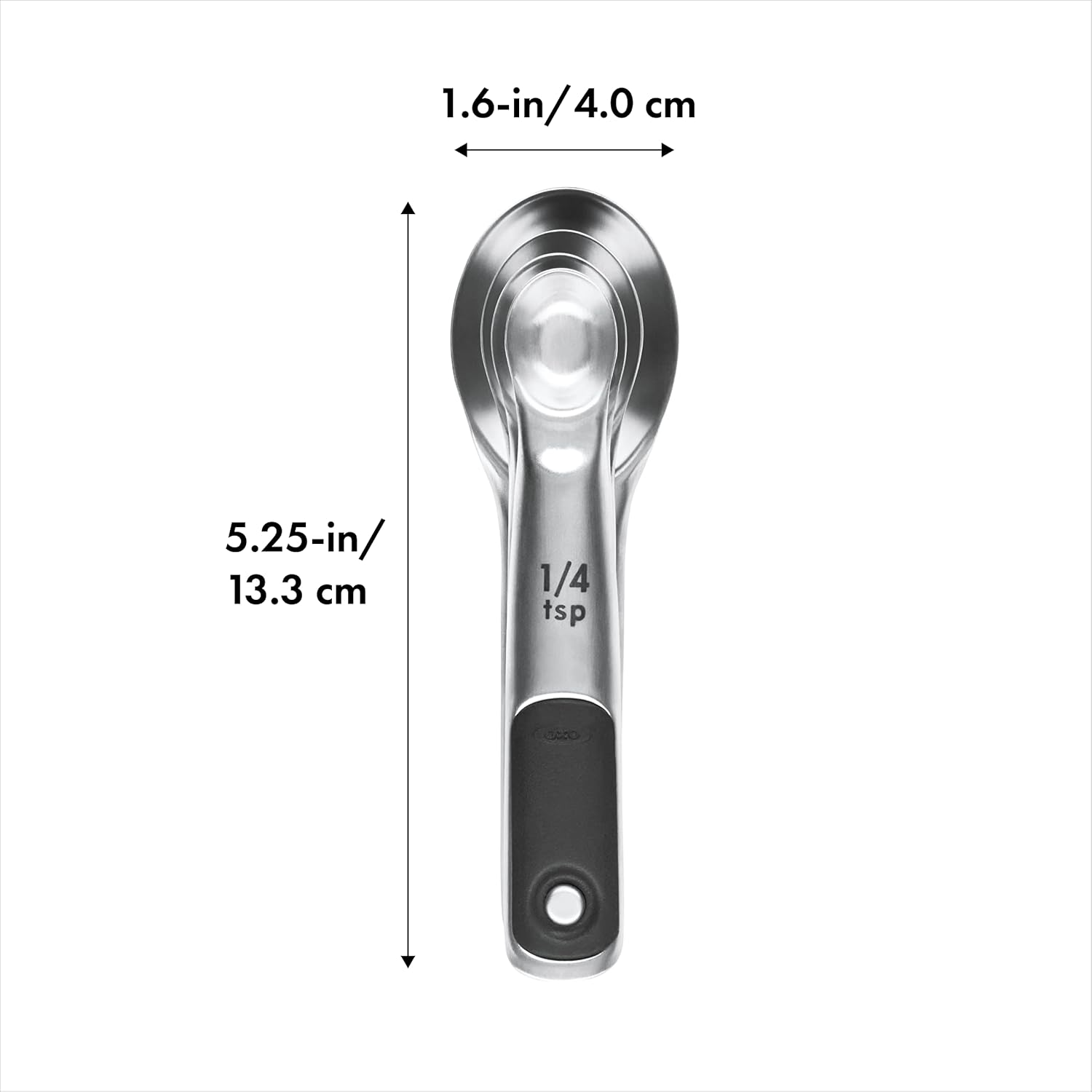 OXO Good Grips – Juego de cuencos de acero inoxidable de 3 piezas, color azulgris, 4.7 L y cucharas medidoras de acero inoxidable con broches