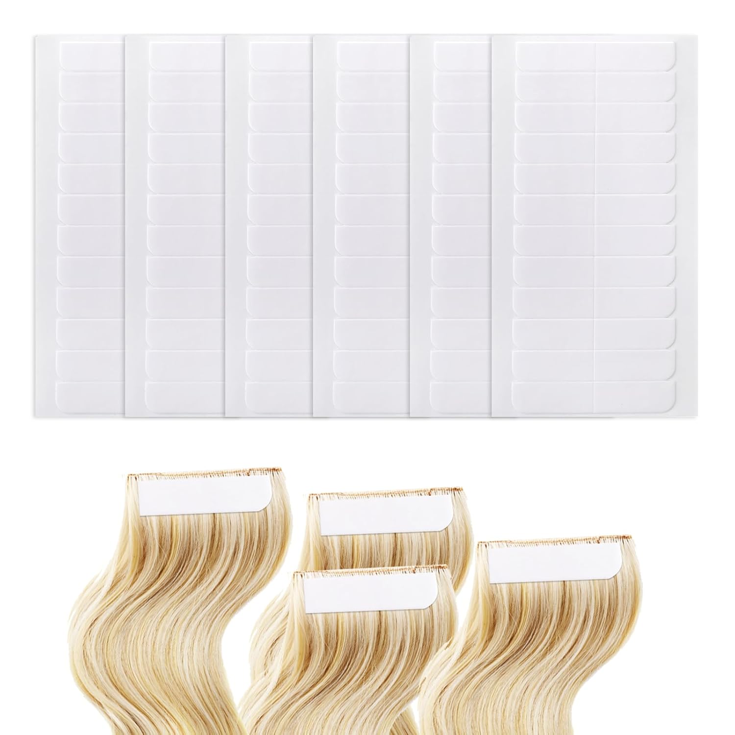 simarro 144 pestañas de cinta de extensión de cabello, cintas adhesivas de doble cara para extensiones de cabello, cintas de repuesto para cabello