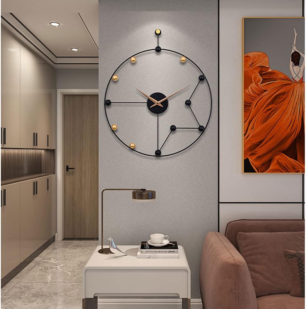 Reloj de pared – Reloj de pared creativo de constelación de 20 pulgadas, moderno, decorativo, redondo, reloj de pared, negro, minimalista,