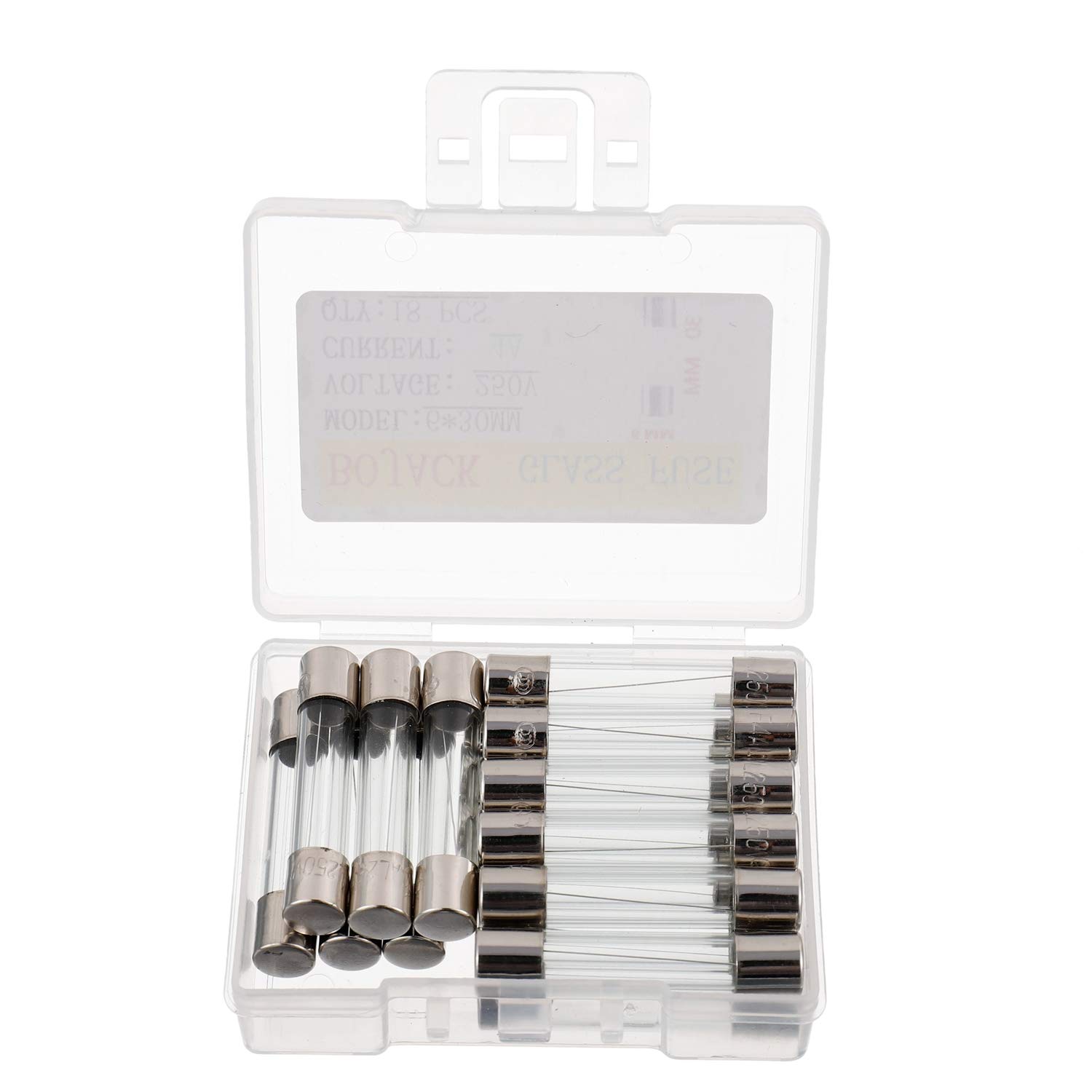 BOJACK Fusibles de vidrio de soplado rápido F4AL250V de 0.236×1.181 in 4 A 4 amp 250 V 0.24×1.18 pulgadas Volt F4AL250V (paquete de 18 piezas)