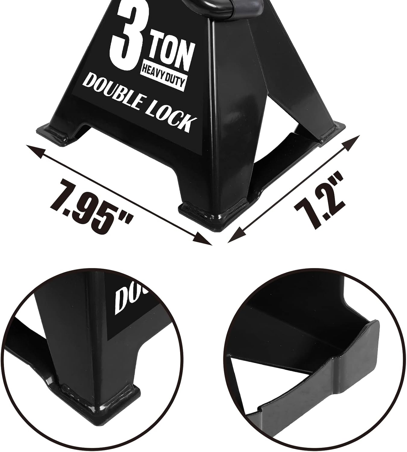 Torin AT43005AB Soportes de acero resistentes para gatos pasadores de bloqueo dobles, capacidad de 3 toneladas (6,000 libras), negro, 1 par (2
