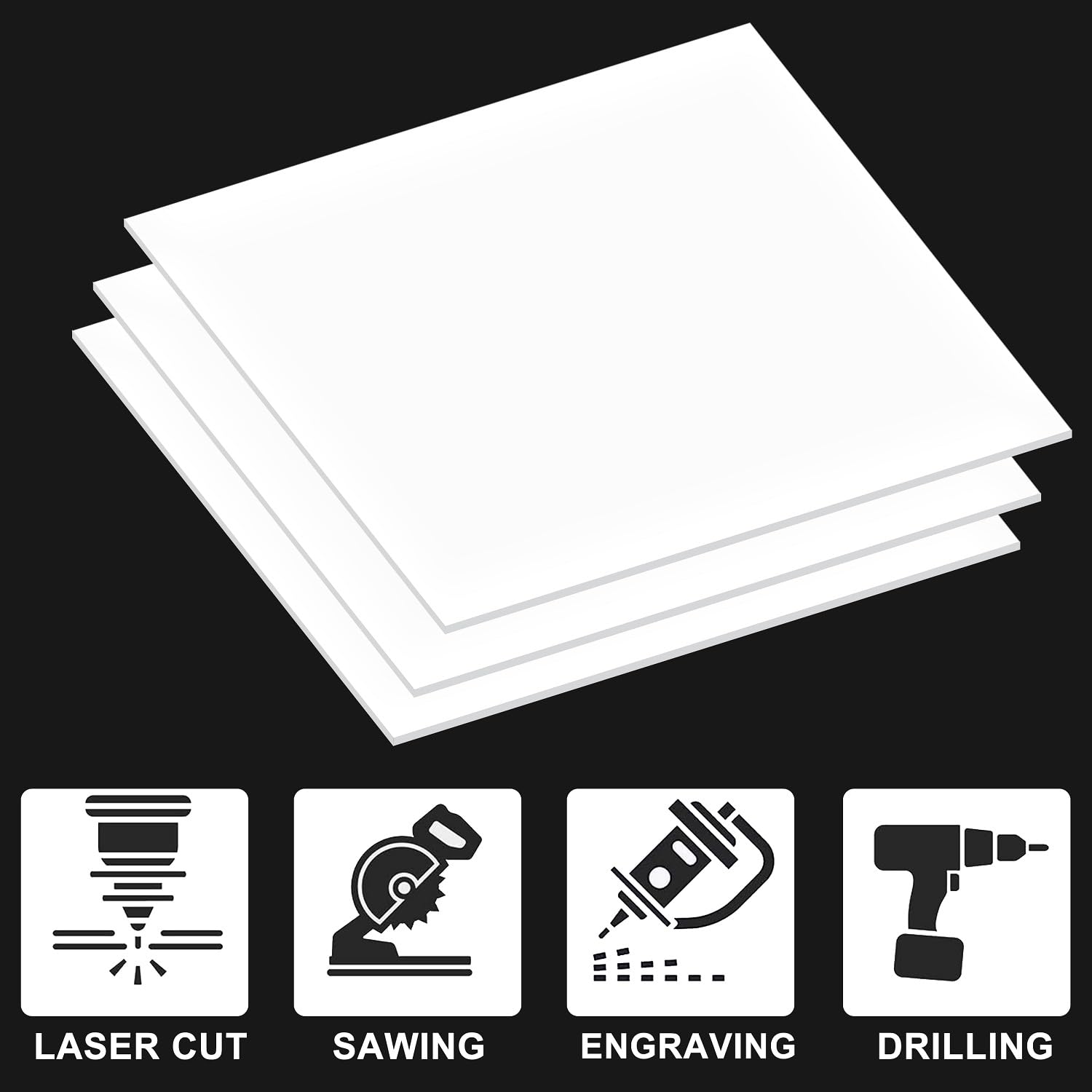 Hojas de plexiglás acrílico fundido blanco brillante de alta calidad, 18 pulgadas de grosor (0.118 in) para panel LED, letrero, proyecto de