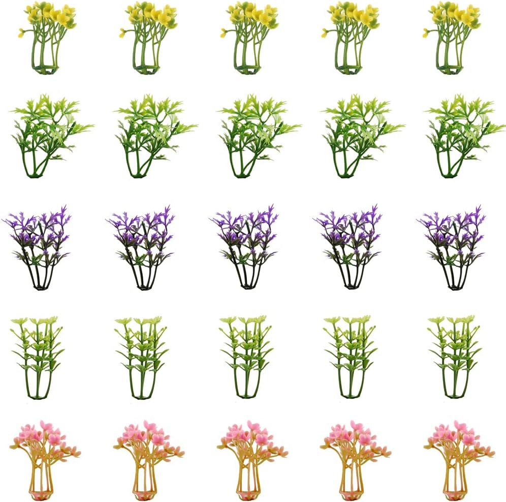 100pcs 1.57inch Color Mixto Mini Árboles Modelo Tren Paisaje Arquitectura Flor Modelo Paisaje Sin Soportes