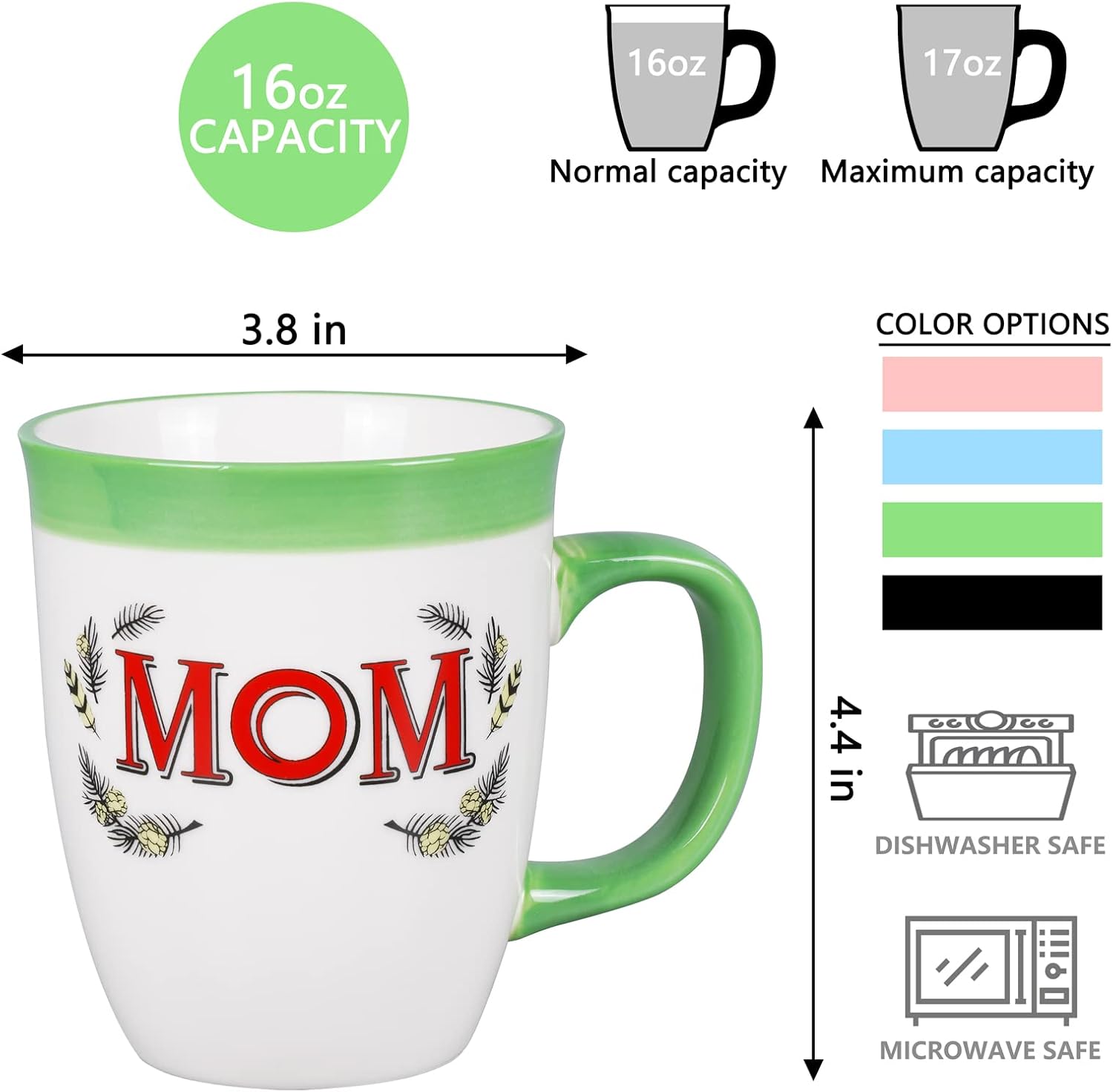 Taza de café de cerámica para mamá, de 16 onzas, divertida y novedosa, taza de café para mujeres, ideal para Navidad, Día de la Madre, cumpleaños,