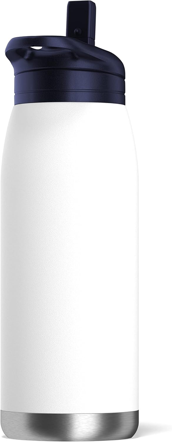 Hydrapeak Flow – Botella de agua aislada de 32 onzas con tapa con popote, botella de agua, botella de agua de metal, botellas de agua aisladas de