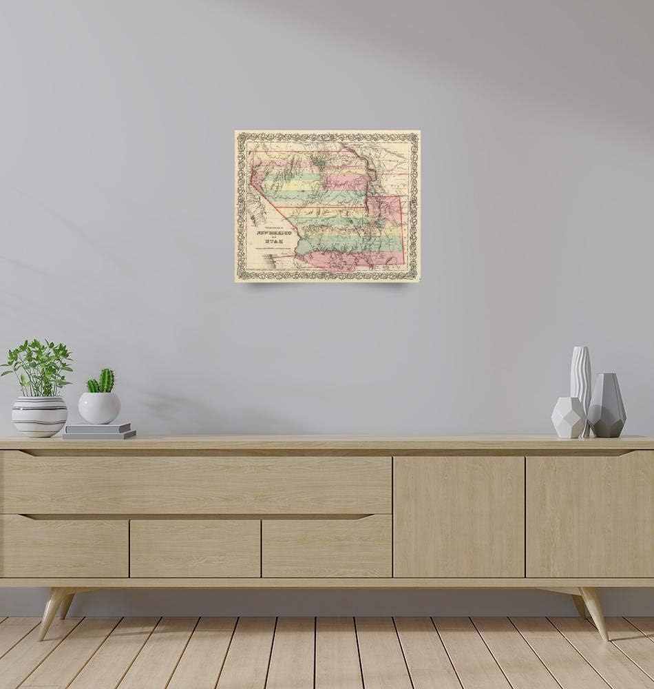 Imagekind Wall Art Print Entitled Vintage Map of New Mexico and Utah (1857) by Alleycatshirts  20 x 16