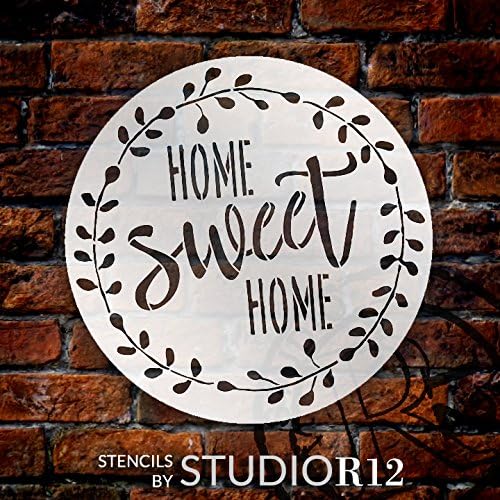 StudioR12 – Plantilla de Mylar reutilizable para pintar carteles de madera, diseño redondo, decoración del hogar, estilo casa de campo, técnica