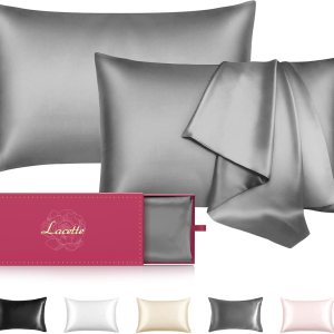 Juego de 2 fundas de almohada de seda para cabello y piel, 22 Momme, 100% seda de morera y pulpa de madera natural, fibra de fibra de grado 6A, de Juego de 2 fundas de almohada de seda para cabello y piel, 22 Momme, 100% seda de morera y pulpa de madera natural, fibra de fibra de grado 6A, de