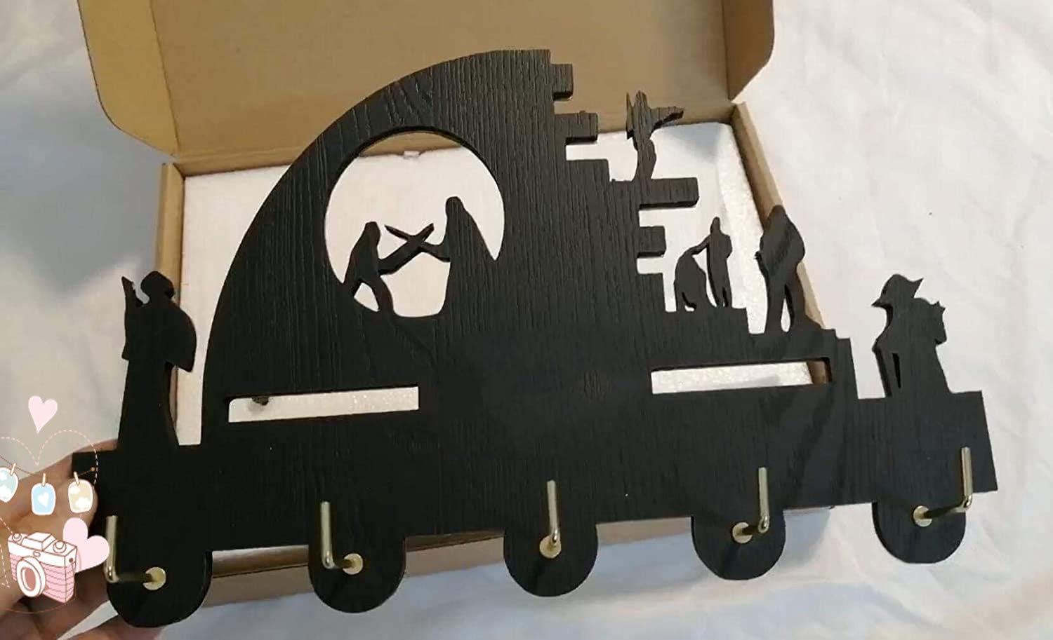 SWars – Llavero para pared, ganchos para llaves con temática de película de ciencia ficción para decoración de pared con 5 ganchos, organizador de