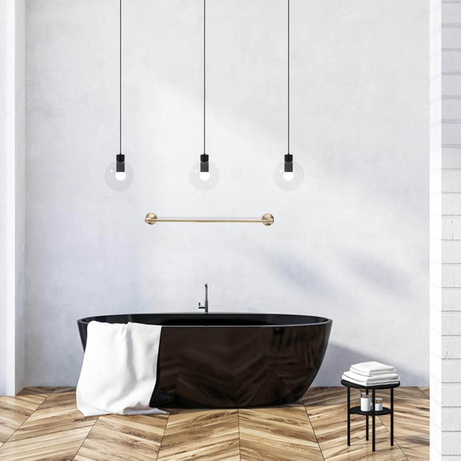 Toallero de latón antiguo, soporte para toallas de montaje en pared, toallero de latón, accesorios de baño, 24 pulgadas