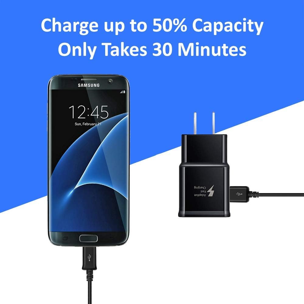 Samsung – Cargador de pared adaptativo de carga rápida con cable micro USB 2.0 de 5 pies  4.9 ft, compatible con Samsung Galaxy S7S7 ES6S6 ES5