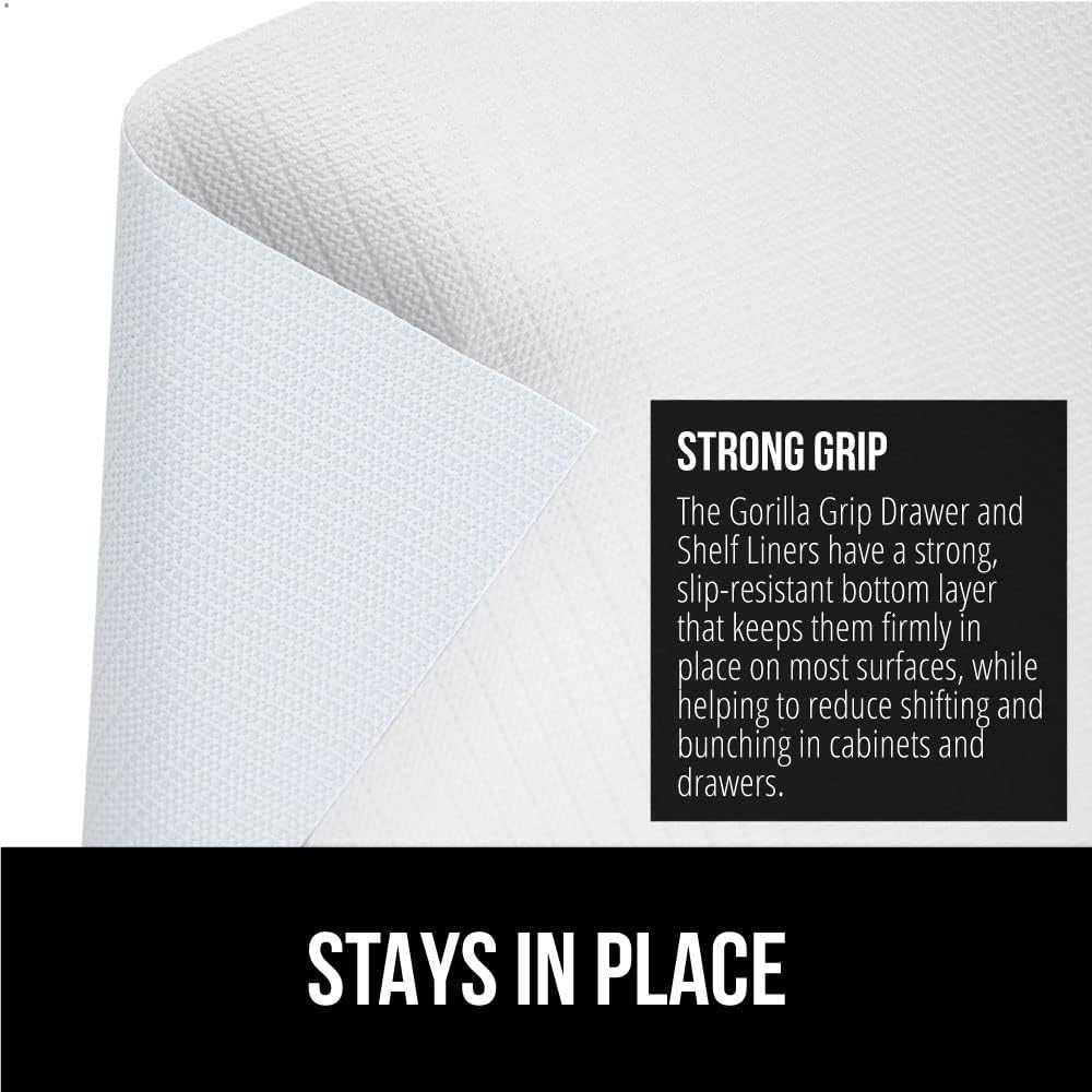 Gorilla Grip Forros originales antideslizantes para cajones y repisas rollo sin adhesivo duraderos y resistentes para alacenas, cocinas y