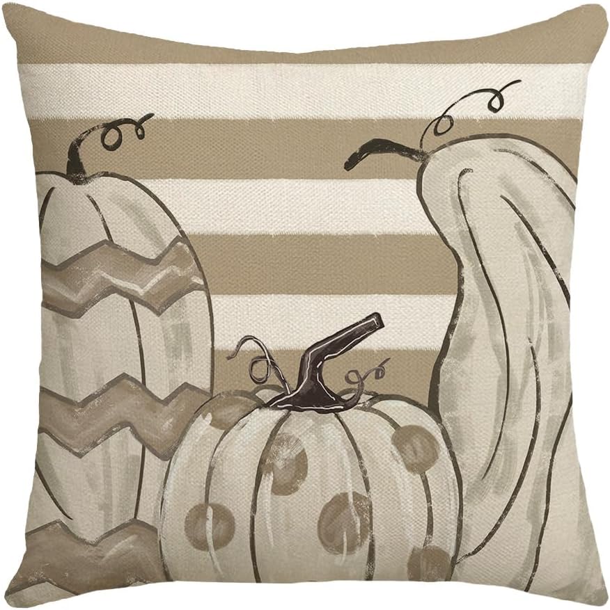 Juego de 4 fundas de almohada de otoño de 17.7 in x 17.7 in, fundas de almohada de calabaza para exteriores, para decoración del hogar, sofá y sofá