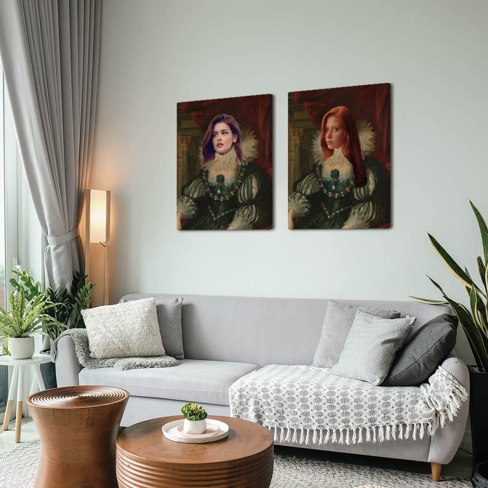 YUNBABA Lienzo personalizado impreso retrato real personalizado de la foto renacentista de mascotas, pintura al óleo vintage, arte de reina, retrato